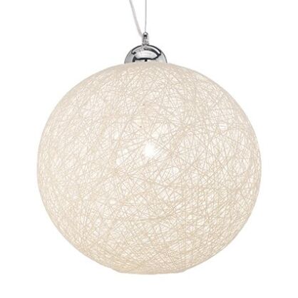 Lampa wisząca BASKET SP1 D40 JASNY/ BIAŁY Ideal Lux  metalowa chromowana rama  dyfuzor wykonany w kształcie koła w kolorze białym/jasnym