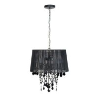 Lampa wisząca Mona 5 LP-5005/5P czarna Light prestige klasyczna abażur z tasiemki
