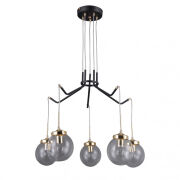 Lampa wisząca DOMENICO PNPL-43232-5A Italux INDUSTRIALNA Czarny matowy korpus ze złotymi dodatkami transparentne szklane klosze