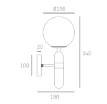 Kinkiet LA SPEZIA W01350BK Cosmo Light kula z marmurowym elementem dekoracyjnym - 2