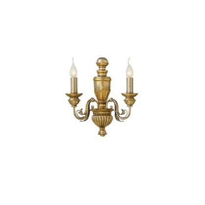 Kinkiet Dora AP2 Ideal Lux  020846 korpus wykonany z żywicy z ręcznie modelowanymi metalowymi ramionami dekoracje w kolorze antycznego złota