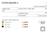 Oprawa wpuszczana ESTER SQUARE 2 AZ4414 AZZARDO kryształki i czarny akcent - 2