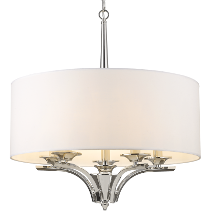 LAMPA WISZĄCA ATLANTA NIESAMOWITA EFEKTOWNA ZE SREBRNYM KORPUSEM I TRADYCYJNYM BIAŁYM ABAŻUREM  COSMO LIGHT P05803NI