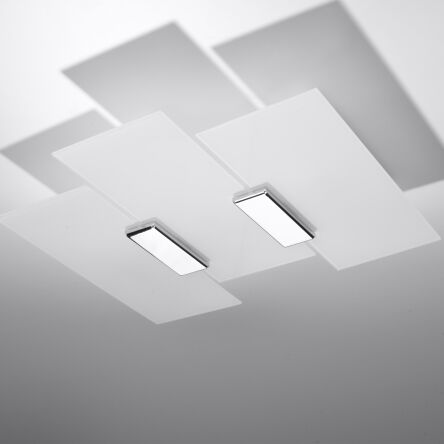 Lampa Szklany Plafon Na Sufit FABIANO Chrom SL.0198 Nowoczesna mleczne szkło