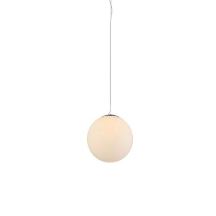 Lampa wisząca White Ball 20 AZzardo FLWB20WH kula mleczna  chromowane wykończenie nowoczesna