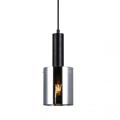Lampa wisząca SARDO PND-5581-1-BK+SG Italux Czarna podstawa dymiony klosz nowoczesna
