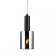 Lampa wisząca SARDO PND-5581-1-BK+SG Italux Czarna podstawa dymiony klosz nowoczesna