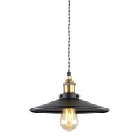 Lampa wisząca Verda - MDM-3458/1M BK+GD   Italux w surowym stylu industrialnym metalowy klosz czarny z ozdobnymi złotymi elementami 26 cm średnicy klosza