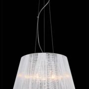 Lampa wisząca Isla MDM1869-3 WH Italux  biały abażur z tkaniny styl pałacowy elegancki kryształki