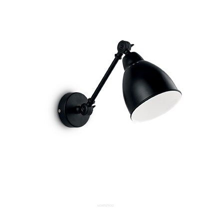 Kinkiet NEWTON AP1 CZARNY Ideal Lux  027852  z metalu regulowane ramię i klosz w środku z szkliwa na zewnątrz czarny