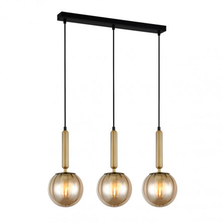 Lampa wisząca Ravena PND-2324-3L BRO+AMB Italux Potrójna na listwie mosiądz