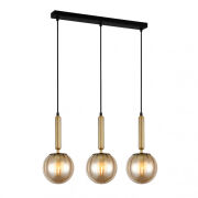 Lampa wisząca Ravena PND-2324-3L BRO+AMB Italux Potrójna na listwie mosiądz