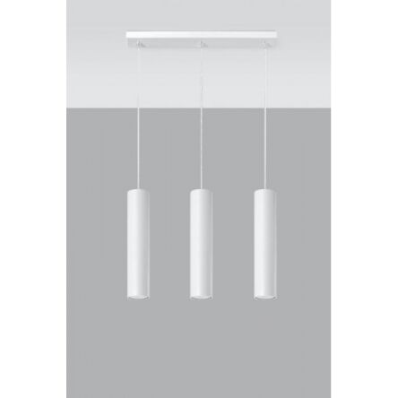 Lampa wisząca LAGOS 3 SL.0325 wiszaca w kolorze białym trzy tuby umieszczone na podsufitce w kształcie listwy idealna do jadalni