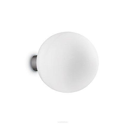 Kinkiet Mapa Bianco AP1 D20 Ideal Lux  059815  Klosz jest w kształcie kuli ze szkła oprawa z metalu w kolorze niklu