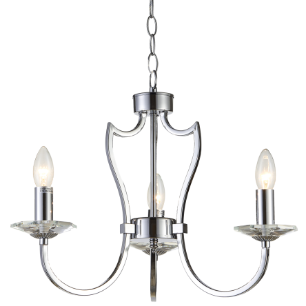 LAMPA WISZĄCA RIGA PIĘKNA STYLOWA Z 3 ŹRÓDŁAMI ŚWIATŁA O WYGLĄDZIE ŚWIECZEK COSMO LIGHT P03755CH