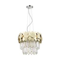 Lampa wisząca QUASAR  P0506-05A-F4E3 ZUMALINE efektowna lampa przyciągająca wzrok dzięki połączeniu kryształków i szkła ZŁOTA
