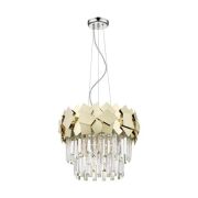 Lampa wisząca QUASAR  P0506-05A-F4E3 ZUMALINE efektowna lampa przyciągająca wzrok dzięki połączeniu kryształków i szkła ZŁOTA