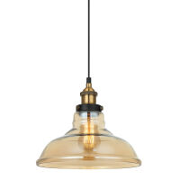 Lampa wisząca HUBERT MDM-2381/1 GD+AMB Italux BURSZTYNOWY KLOSZ IDEALNIE WSPÓŁGRA ZE ZŁOTO / CZARNYM KORPUSEM LAMPA Z CHARAKTEREM