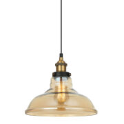 Lampa wisząca HUBERT MDM-2381/1 GD+AMB Italux BURSZTYNOWY KLOSZ IDEALNIE WSPÓŁGRA ZE ZŁOTO / CZARNYM KORPUSEM LAMPA Z CHARAKTEREM