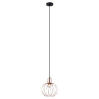 Lampa wisząca Gervais  MDM-3344/1 BK+COP Italux w stylu industrialnym metalowe elementy mają czarne wykończenie klosz z drutu w kolorze miedzianym