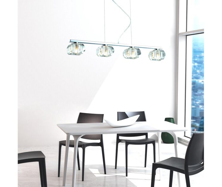 Lampa wisząca Rubic 4 Azzardo 1798-4P AZ0493 transparentne klosze z akrylu idealna do salonu