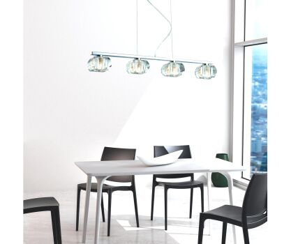 Lampa wisząca Rubic 4 Azzardo 1798-4P AZ0493 transparentne klosze z akrylu idealna do salonu