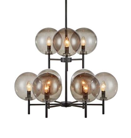 Lampa wisząca CROWN 107921 Markslojd CZARNA PODSTAWA  KLOSZE Z DYMIONEGO SZKŁA ELEGANCKA