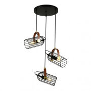 Lampa wisząca ANTOIN PND-2445-3-BK Italux 3 CZARNE DRUCIANE KLOSZE NA OKRĄGŁEJ PODSUFITCE E27 INDUSTRIAL