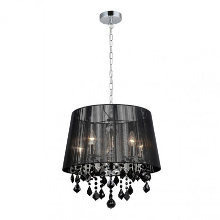 Lampa wisząca Cornelia MDM-2572/5 BK Italux CZARNY Subtelny abażur kryształki
