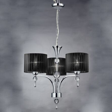 Lampa wisząca Impress 3 Azzardo 1976-3P BK  z metalu o wykończeniu chromowanym i szklanym abażury w kolorze czarnym