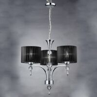 Lampa wisząca Impress 3 Azzardo 1976-3P BK  z metalu o wykończeniu chromowanym i szklanym abażury w kolorze czarnym