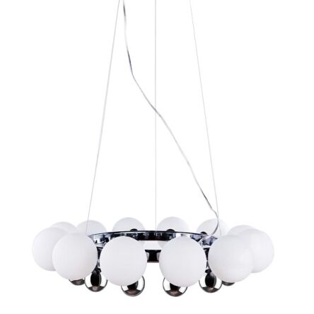 Lampa wisząca Esperanza AZzardo AZ0095 wykonana jest z metalu oraz szkła w kolorze chromu i białym