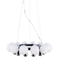 Lampa wisząca Esperanza AZzardo AZ0095 wykonana jest z metalu oraz szkła w kolorze chromu i białym