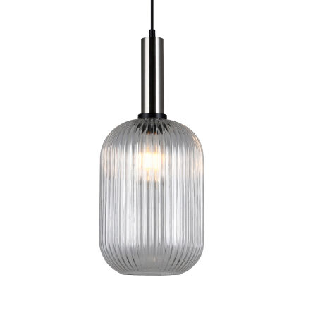 Lampa wisząca ANTIOLA PND-5588-1L-SC+CL Italux  TRANSPARENTNY SZKLANY KLOSZ ŚREDNICA 20 CM WYKOŃCZENIE LAMPY- NIKIEL SATYNOWY