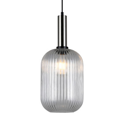 Lampa wisząca ANTIOLA PND-5588-1L-SC+CL Italux  TRANSPARENTNY SZKLANY KLOSZ ŚREDNICA 20 CM WYKOŃCZENIE LAMPY- NIKIEL SATYNOWY