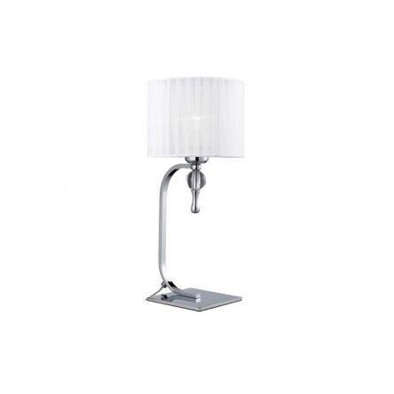 Lampa stołowa Impress Azzardo 1976-1T WH   z metalu o wykończeniu chromowanym i szklanym abażur w kolorze białym