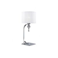 Lampa stołowa Impress Azzardo 1976-1T WH   z metalu o wykończeniu chromowanym i szklanym abażur w kolorze białym