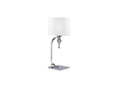 Lampa stołowa Impress Azzardo 1976-1T WH   z metalu o wykończeniu chromowanym i szklanym abażur w kolorze białym