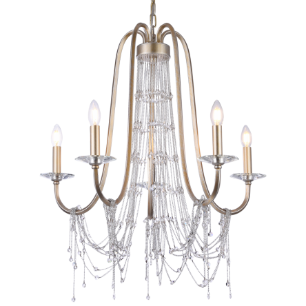 Zwis Madrid - P05165CP -   cosmolight  W stylu pałacowym Korpus z polerowanego chromu połaczony z kryształowymi kapieniami i łańczuszkami