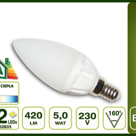 ŻARÓWKA E14 5W 12LED SMD2835 420lM CIEPŁA
