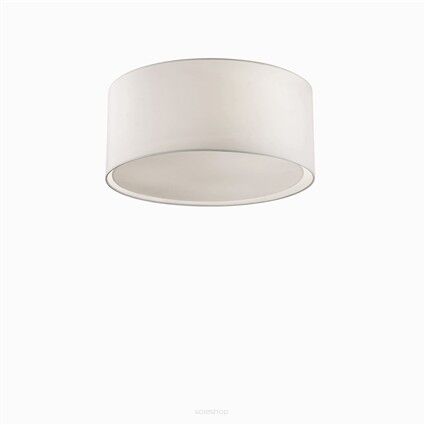 Plafon Wheel PL3 Ideal Lux 036014   okrągła metalowa emaliowana na biało oprawa klosz  z folii PVC pokrytej tkaniną