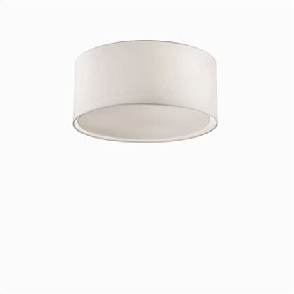 Plafon Wheel PL3 Ideal Lux 036014   okrągła metalowa emaliowana na biało oprawa klosz  z folii PVC pokrytej tkaniną