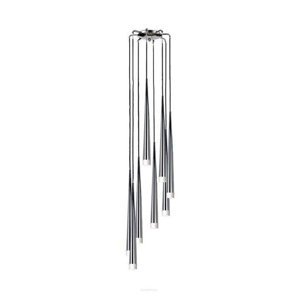 Lampa wisząca Stylo 8 AZzardo  AZ0257 chrom klosze w kształcie stożków na końcach szklane