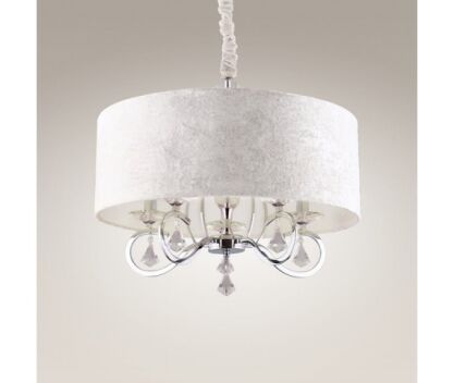 Lampa wisząca Amsterdam P0103 Maxlight abażur ecru nowoczesna elegancka 60 cm średnicy kryształki