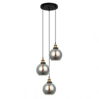 Lampa wisząca CARDENA MDM-4330/3 GD+SG Italux RETRO czarno/ złota dymione klosze