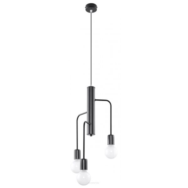 Lampa wisząca DUOMO 3M SL.0302 Sollux efektowna 3 źróda światła wykonana ze stali malowanej proszkowo w kolorze czarnym 