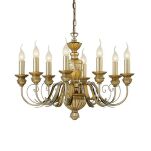 Lampa wisząca Dora SP8 Ideal Lux  020839 korpus wykonany z żywicy z ręcznie modelowanymi metalowymi ramionami dekoracje w kolorze antycznego złota - 2