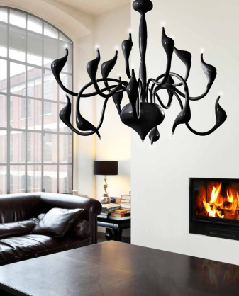 Lampa wisząca Snake 2 czarna AZzardo MP 6230-15 BK  AZ1048  kształtem przypomina węże ma kolor czarny