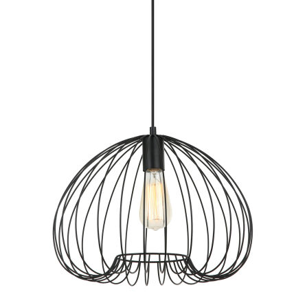 Lampa wisząca MEDDI MDM-4583-1 BK Italux CZARNA NOWOCZESNY DRUCIANY ABAŻUR  E27 IP20