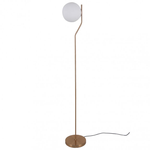 Lampa podłogowa CARIMI FL-3300-1-HBR Italux  KLASYCZNA NOWOCZESNA W KOLORZE MIODOWEGO MOSIĄDZU  biały klosz